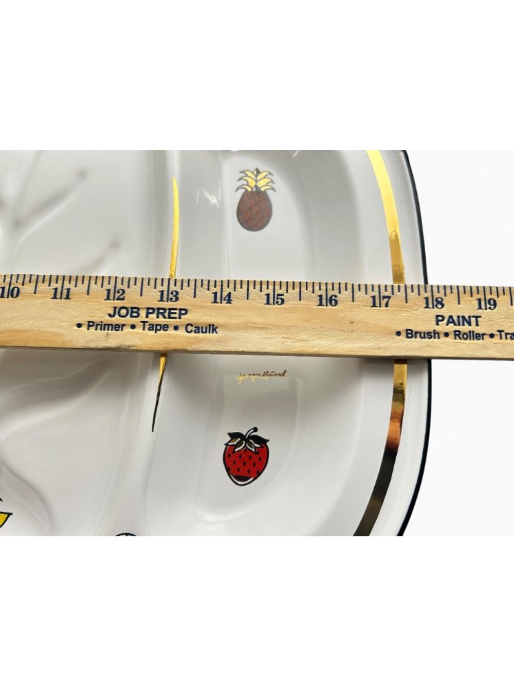 Georges Briard Ambrosia Enamel Divided Serving Tray Fruit Gold Rim 1960s Vintage - Picture 8 of 10